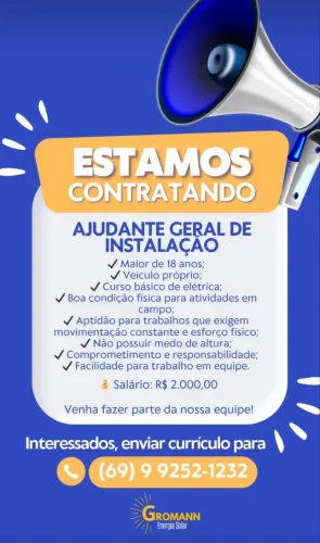 Vaga para ajudante