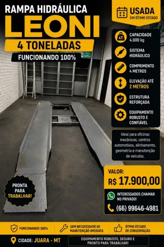 Rampa Hidráulica Leoni 4 Toneladas Funcionando 100% - Pronta para Uso