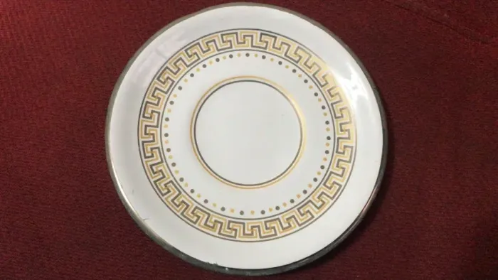 Antigo Pires De Porcelana Grega Vintage - Ouro 24k - Anos 80