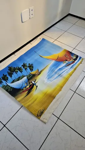 Pintura Tela Quadro Paisagem Praia Original/artista 100x70cm (Sem Chassis)