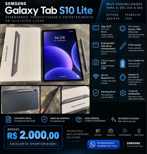 Galaxy Tab S10 Lite 14,6? + S Pen | 5 Meses | NF + Garantia