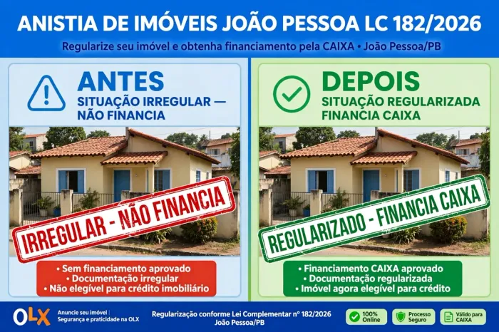 REGULARIZAÇÃO DE IMÓVEIS - ANISTIA LC 182/2026 JOÃO PESSOA - LIBERA FINANCIAMENTO CAIXA