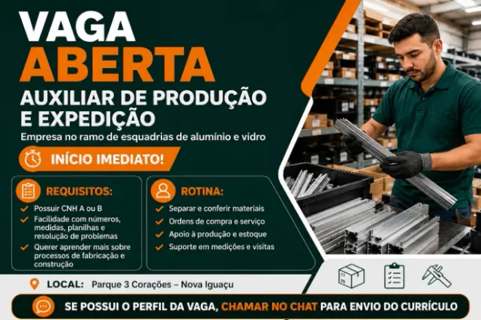 Vaga para Aux. Téc. de Expedição e Produção