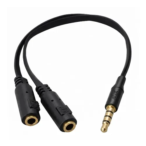 Cabo Adaptador de Áudio Y P3 (Macho) para 2 P2 (Fêmea) Fone e Microfone - Verde