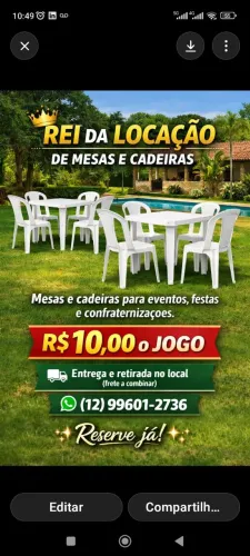 Rei das locações de mesas e cadeiras p eventos