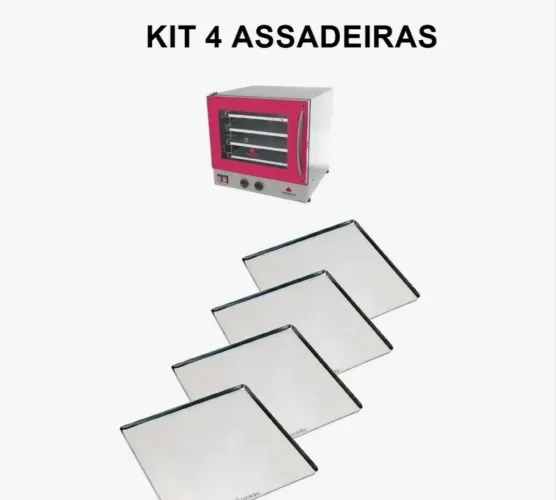 04 Assadeiras em alumínio 35x35 para forno marca Progás