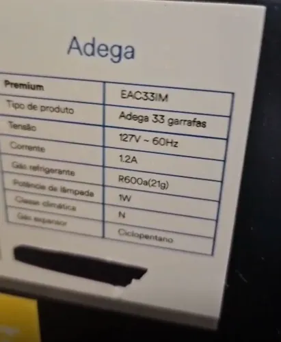 Adega 33 garrafas EOS