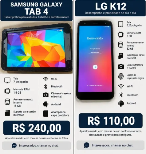 Celular e tablet
