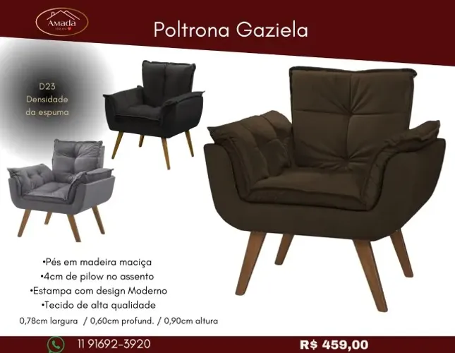 Poltrona Graziela, a pronta entrega