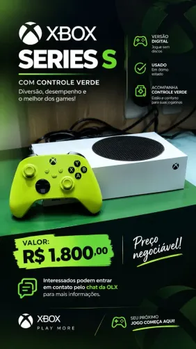Xbox Series S Branco + Controle Verde | Usado | R$ 1.800