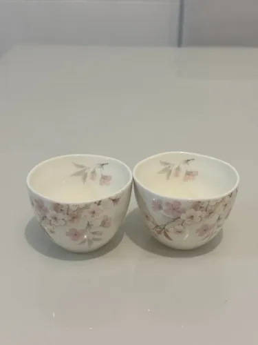 Xícaras Japonesas Sakura - Par de Cerâmica Artesanal