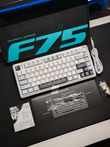 Teclado Mecânico Aula F75 Glacier Blue - Branco [Novo/Lacrado]