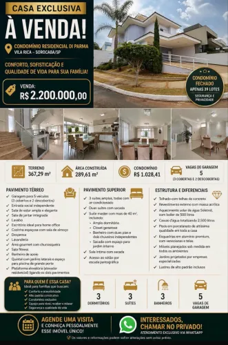 CASA EXCLUSIVA À VENDA | COND. RESIDENCIAL DI PARMA