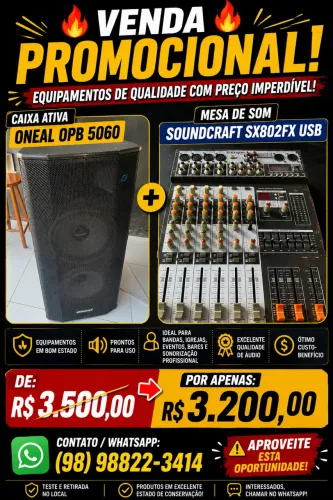 Caixa de som oneal + mesa Soundcraft profissional