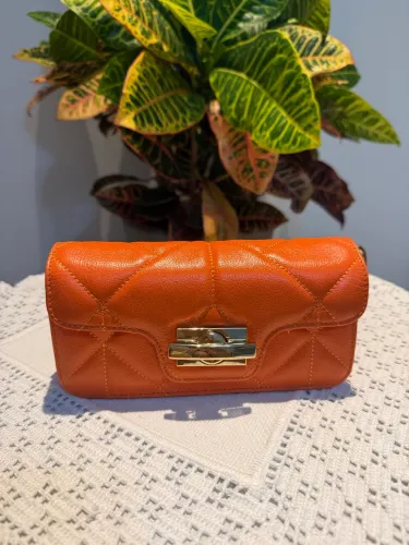 Bolsa Mini Luiza Barcelos Matelassê Laranja Maxi Corrente Ouro - Original