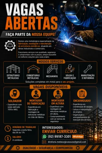 VAGAS ABERTAS - METALÚRGICA