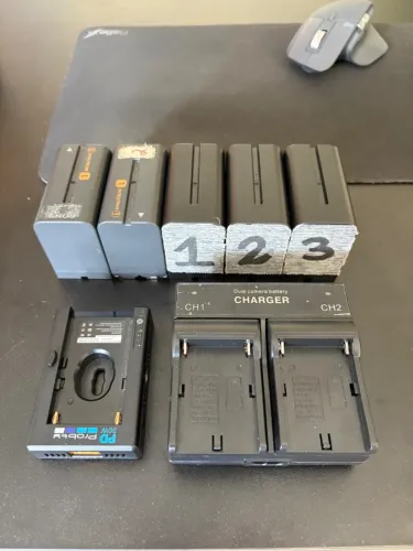 KIT BATERIA NPF 970 + CARREGADOR + PLATE NPF