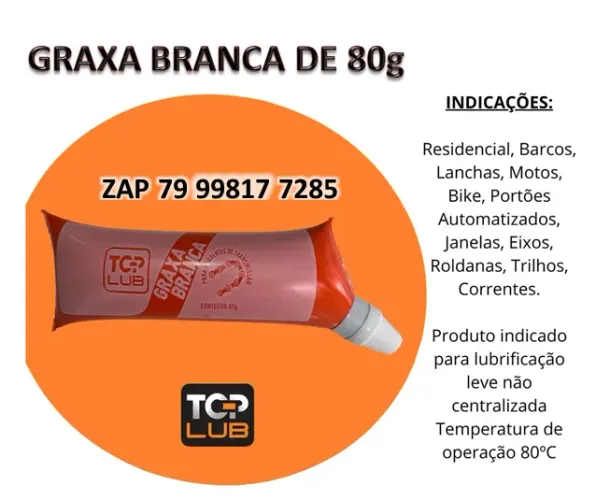 Graxa Branca 80g Lubrificante Corrente e Engrenagens Engrenagens