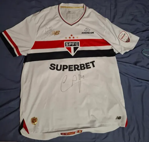 Camisa São Paulo FC 2025 Autografada Lugano e Cafu - GG