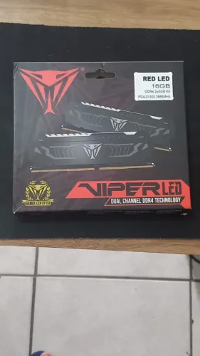 Memória RAM Viper LED (Vermelho) 16GB 2x8GB Patriot DDR4 2666Mhzz