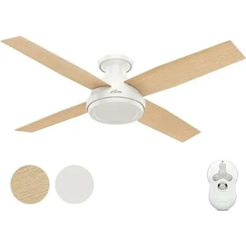 VENTILADOR DE TETO HUNTER (USA) 132cm, uso interno/externo, kit luz led, controle remoto