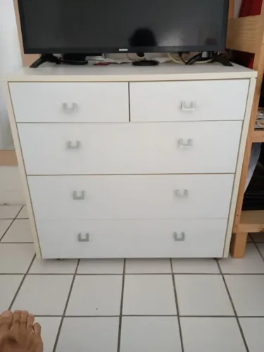 Cômoda gaveteiro MDF branca com rodízio