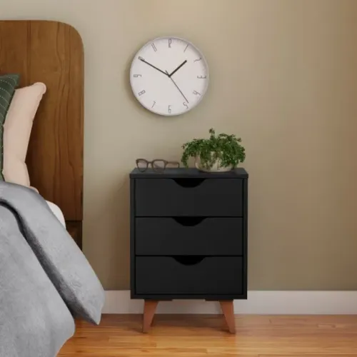 Mesa de cabeceira TOK & STOK modelo Lin com 3 gavetas