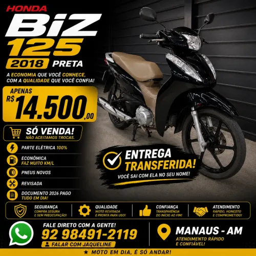 Honda Biz 125 ano 2018