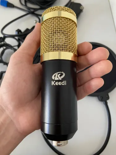 Microfone Condensador Bm800 + Kit de Suporte Microfone + Cabo Xlr Grande 