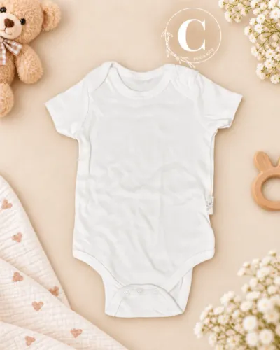 Body Infantil Unissex 100% Algodão Liso Branco até 3 Meses