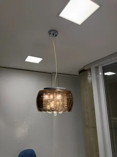 LUSTRE PENDENTE ESPELHADO COM CRISTAIS