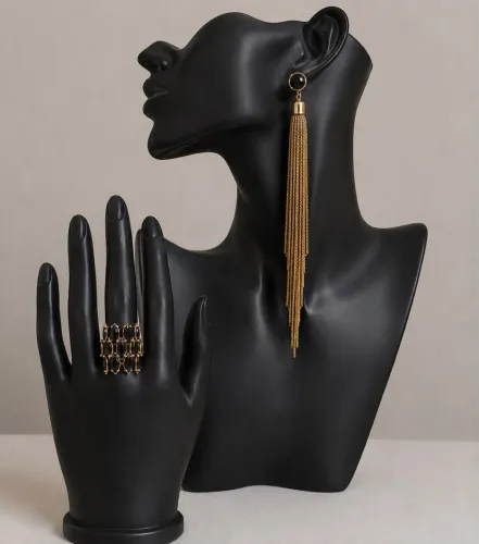 Conjunto de Brinco e Anel Gold Skill