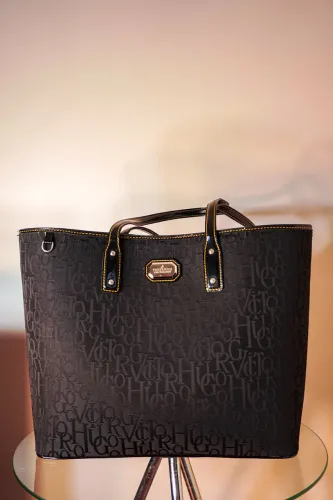 Bolsa Victor Hugo preta jacquard Original.