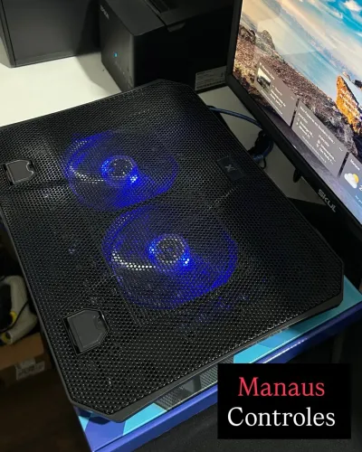 Suporte de Notebook com Cooler 2 Hélices + 5 Ajustes de Altura 