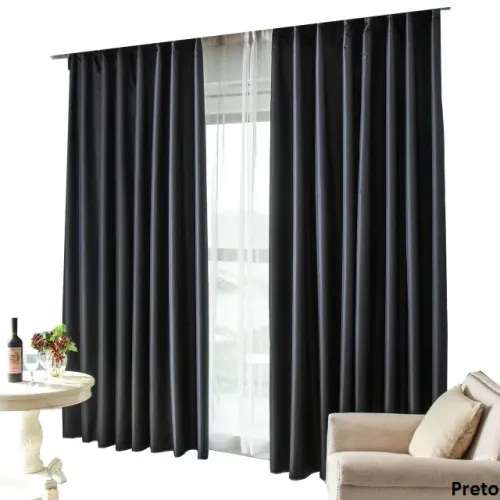 Cortina Blackout com ilhos cromado 3,00x2,70 cor PRETO