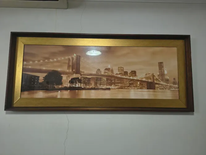 Quadro Decorativo Nova York Ponte Brooklyn - Moldura Madeira