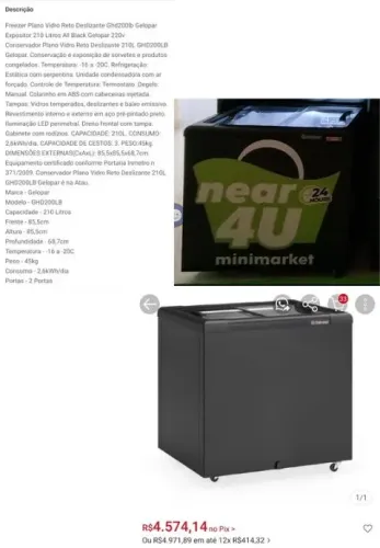Freezer gelopar 210 litros preto 