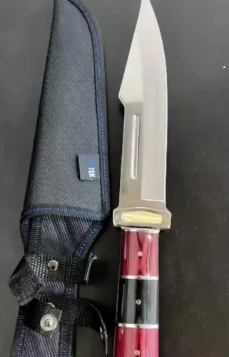 Faca de churrasco rústica artesanal de 17,7cm de lâmina 30,7cm total , com bainha afiada