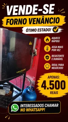 Vende-se forno Venâncio,em ótimo estado. Valor R$5.500. Fone: *