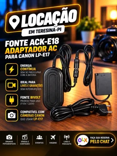 Aluguel Fonte de Energia para Câmera Canon | Gravação Contínua | Teresina