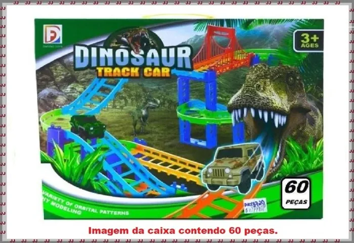 Pista de corridas Dinossauro - Radical Truck com 60 peças - 1 carro e 3 dinossauros