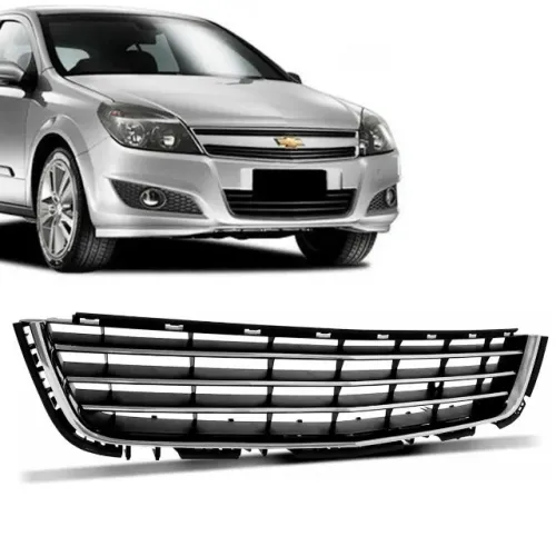 Grade Parachoque Chevrolet Vectra 2010 / 2011 - Friso e Moldura Cromada - Central Preto
