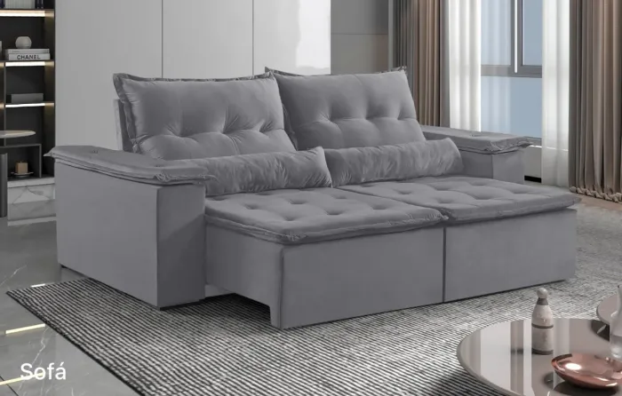 Sofá Retratil Molas Bonnel 2,50m Flora t64