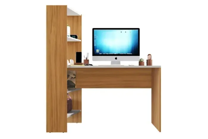 Mesa Office 123cm Off White.Freijo Frete Grátis - Até 12x S/ Juros 