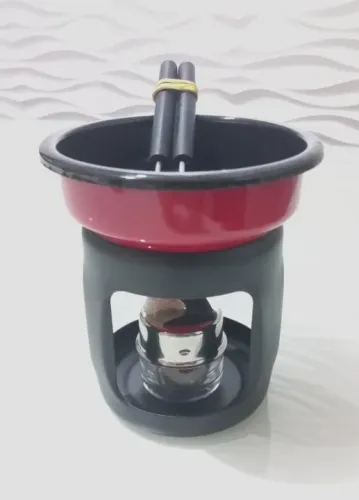 Aparelho Fondue Marca Forma Panela Preta Com Dois Garfos