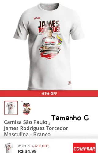 Camisa tamanho G São Paulo