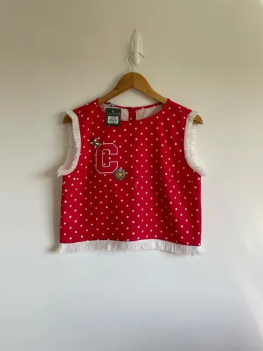 Cropped vermelho com bolinhas tam P da Allure