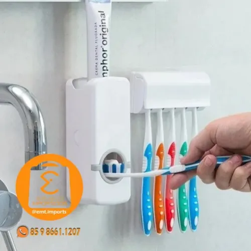 Dispenser Automático para Creme Dental e Porta Escovas BM-F1014