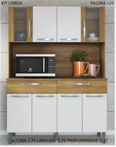 Armário de Cozinha Kit Lisboa com Microondas