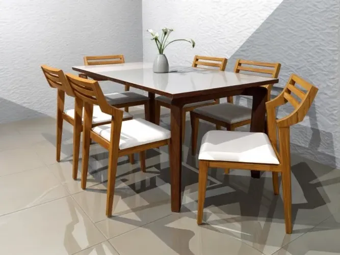 Salas de jantar com 6 cadeiras, estilo e conforto, madeira maciça